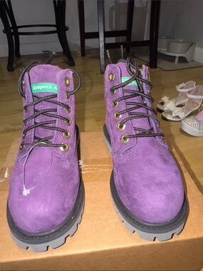 Timberland Purple Suede Kids Lace-Up Boots